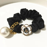 Camellia Hair Tie Hair Band Flannel Pearl Rubber Band Headdress