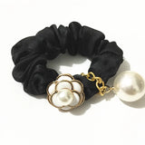 Camellia Hair Tie Hair Band Flannel Pearl Rubber Band Headdress