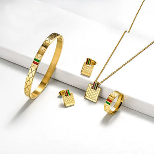 Men Women Stainless Steel Bangles Relief Grid Charm Cuff Bracelets