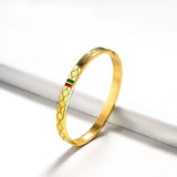 Men Women Stainless Steel Bangles Relief Grid Charm Cuff Bracelets