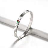 Men Women Stainless Steel Bangles Relief Grid Charm Cuff Bracelets