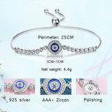 Evil Eye Tennis Bracelet Hip Hop 925 Silver Stone Beads Bracelet