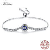 Evil Eye Tennis Bracelet Hip Hop 925 Silver Stone Beads Bracelet