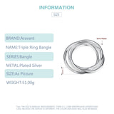 925 Silver Triple Bangle Circle Bracelet Wedding Jewelry