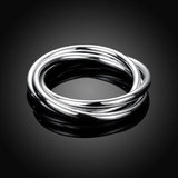 925 Silver Triple Bangle Circle Bracelet Wedding Jewelry