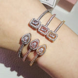 Rhinestone Zircon Bracelet & Ring Set - High-quality Jewelry