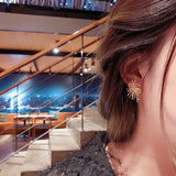 Crystal Pearl Geometric Dangle Earrings Wedding Jewelry