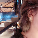 Crystal Pearl Geometric Dangle Earrings Wedding Jewelry