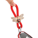 Women's Rhinestone Bee Key Chain Hand Woven Keyring Lanyard