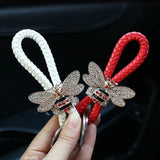 Women's Rhinestone Bee Key Chain Hand Woven Keyring Lanyard