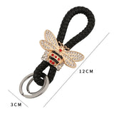 Women's Rhinestone Bee Key Chain Hand Woven Keyring Lanyard