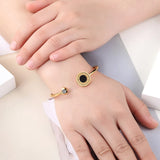 Roman Numeral Turnable Bracelet Bangle Black/White Shell Jewelry B201