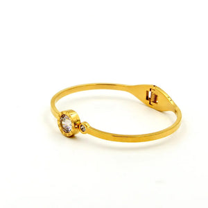 Roman Crystal Charm Bracelet Gold Hollow Numerals Bangle B023