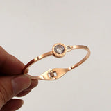 Roman Crystal Charm Bracelet Gold Hollow Numerals Bangle B023
