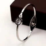 Roman Crystal Charm Bracelet Gold Hollow Numerals Bangle B023