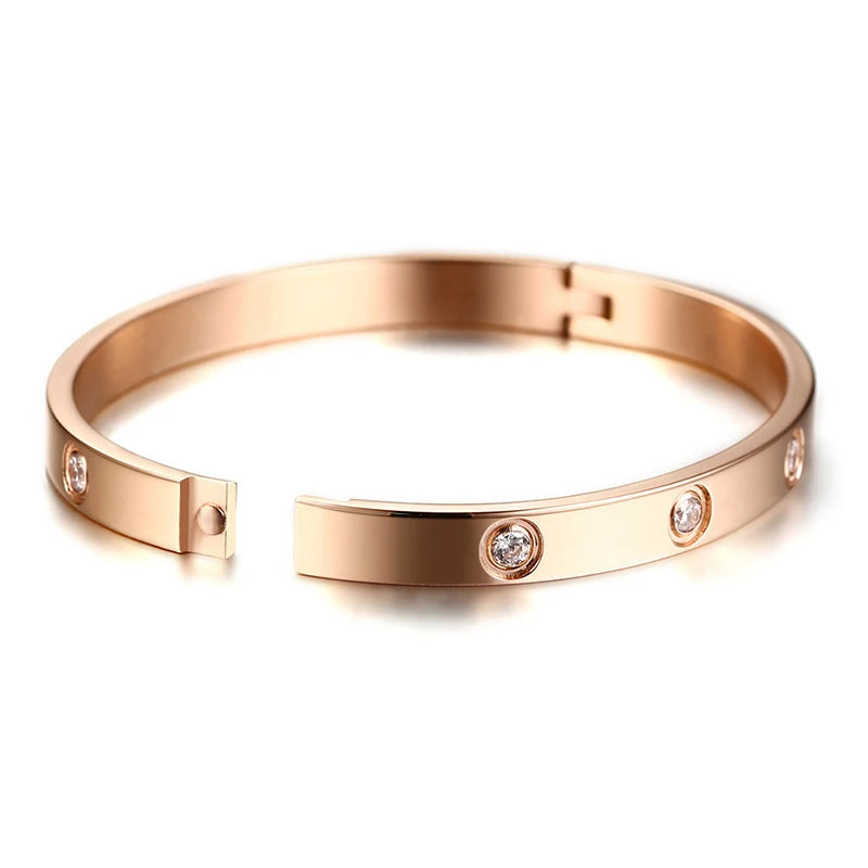 Colorful Zirconia Crystal Bracelet Nail Screw Thin Cuff Pulseiras