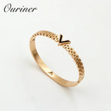 Natural Shell V Shape Bracelet & Bangle Charm Hollow Letter Bangle Love
