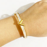 V Shape Natural Shell Bracelet Charm Bangle