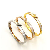 Natural Shell V Shape Bracelet & Bangle - Hollow Letter Bangle