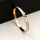 Natural Shell V Shape Bracelet & Bangle - Hollow Letter Bangle