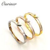 Natural Shell V Shape Bracelet & Bangle Charm Hollow Letter Bangle Love