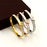 Natural Shell V Shape Bracelet & Bangle Charm Hollow Letter Bangle Love