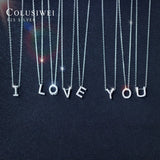 26 Letters Necklace Pendant 925 Silver Cubic Zircon Women