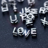 26 Letters Necklace Pendant 925 Silver Cubic Zircon Women
