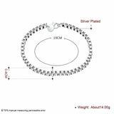 925 Silver 4mm Box Chain Bracelet for Women Men