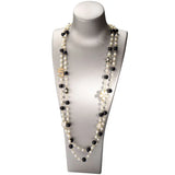 Pearl Number 5 Flower Long 2 Layer Woman Necklace