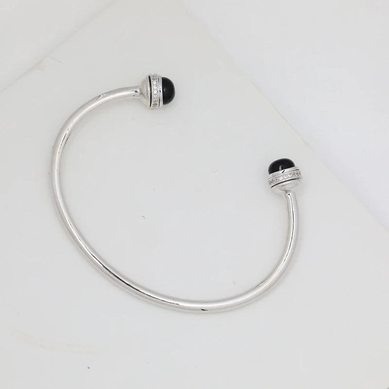925 Sterling Silver Open Bangle Steam-punk Wedding Jewelry