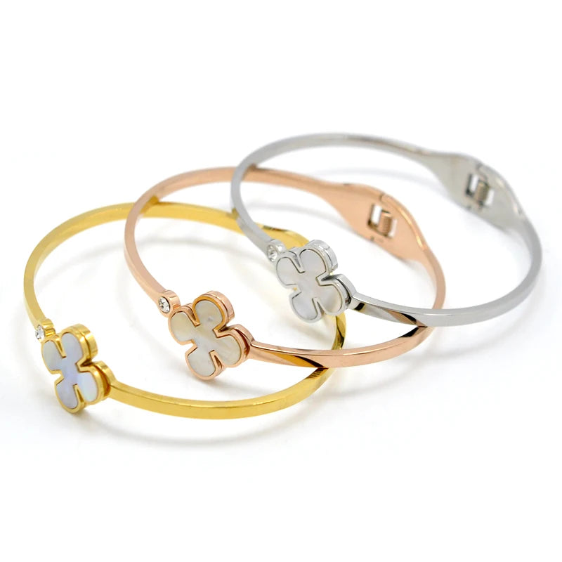 Shell Flower Bracelet & Bangles Stainless Steel Cuff Bracelets Gift