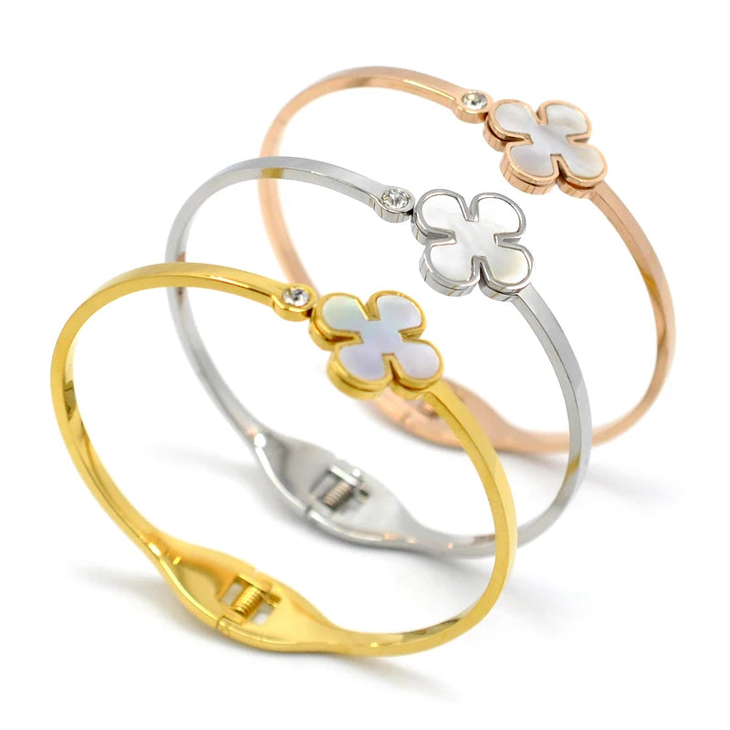 Shell Flower Bracelet & Bangles Stainless Steel Cuff Bracelets Gift