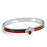Stainless Steel Bee Charm Bangle Wedding Cuff Bracelet