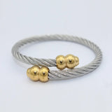 Stainless Steel Charm Bracelets Vintage Chain Link Wire Open Cuff Bangle