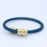 Stainless Steel Charm Bracelets Vintage Chain Link Wire Open Cuff Bangle