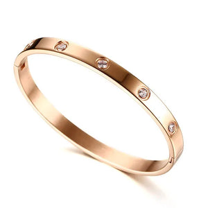 Stainless Steel Crystal Cuff Bracelet for Women Bangle Zirconia Jewelry Gift