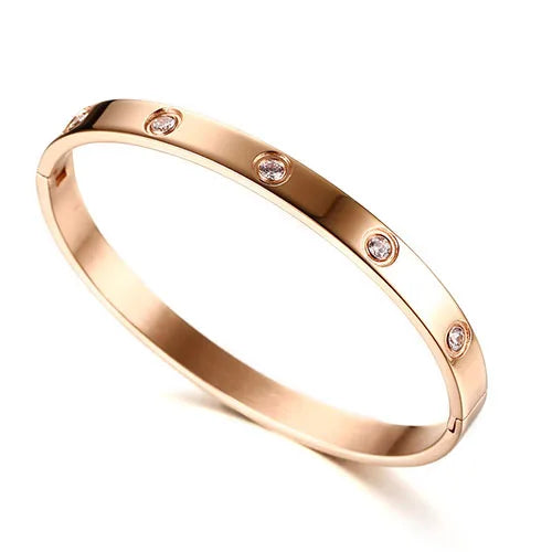 Stainless Steel Crystal Cuff Bracelet for Women Bangle Zirconia Jewelry Gift