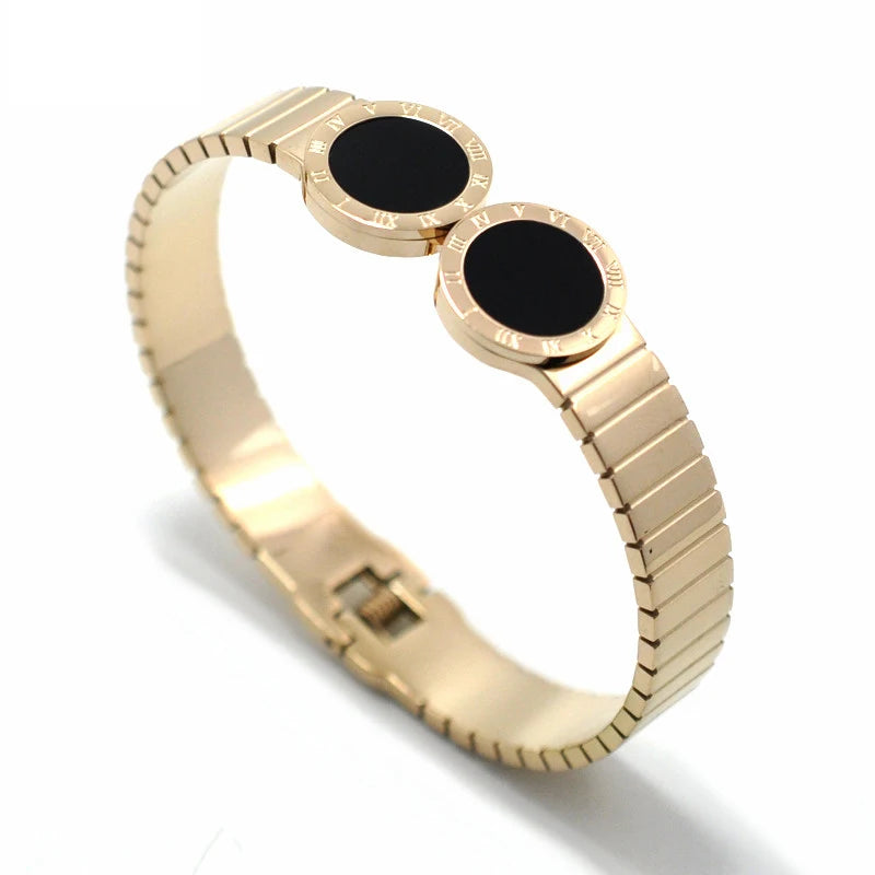 Stainless Steel Roman Numeral Cuff Bracelets Men Women