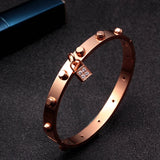 Stainless Steel Crystal Luck Charm Bangle for Women