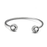 Women Open Cuff Bangles Stainless Steel Chain Link Charm Crystal Bracelets
