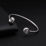 Women Open Cuff Bangles Stainless Steel Chain Link Charm Crystal Bracelets