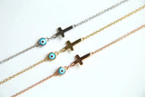 925 Sterling Silver Eye Style Cross Charm Bracelet for Women