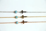 925 Sterling Silver Eye Style Cross Charm Bracelet for Women
