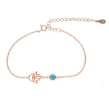 Women Hamsa Enamel Bracelet 925 Sterling Silver Eye Charm