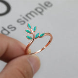 Vintage Green Opal Rose Silver Wedding Ring