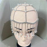 Bridal Pearl Crystal Hat Headbands Head Chain Wedding Night Club Party Jewelry