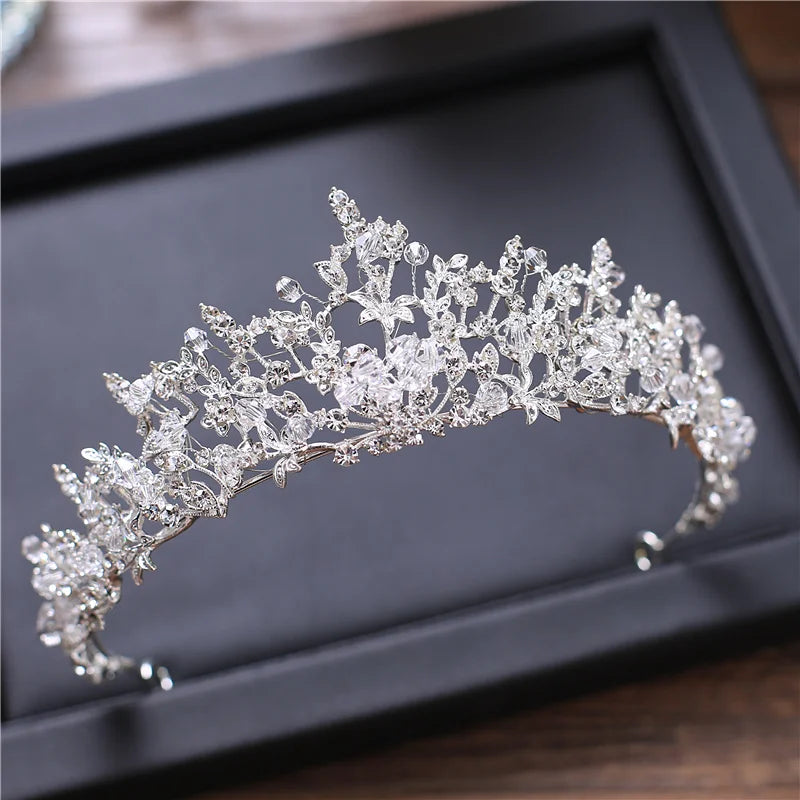 Silver Bridal Tiara Hair Crown Wedding Hair Accessories for Women