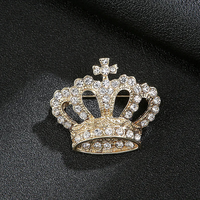 Vintage Lion Crown Brooch for Men's Suit Shirt Collar Lapel Pins