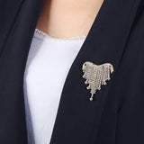 Crystal Tassel Brooch Pearl Rhinestone Corsage Suit Pin